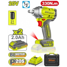 Image Гайковёрт аккумуляторный ударный Li-Ion 20В/2*2.0Ач 330Nm DYLLU DTCD1B33