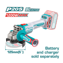 Image Машина шлифовальная угловая без аккумулятора 125мм 20,0В Brushless Total TAGLI221253
