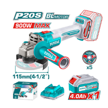 Image Машина шлифовальная угловая с аккумулятором 115мм 20,0В 4,0Aч Brushless Total TAGLI261521