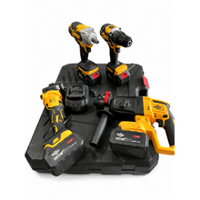 Image Set 4 scule polizor unghiular, mașină de înșurubat/găurit, ciocan rotopercutor cu acumulator BEMAX motor Brushless