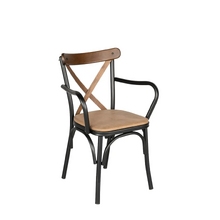 Image Scaun Tonet armrest chair, black metal, light walnut, TNT02