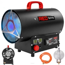 Газовый обогреватель 25 кВт 230В ЖК-термостат редуктор+шланг RTNGG0120 Red Technic Image Газовый обогреватель 25 кВт 230В ЖК-термостат редуктор+шланг RTNGG0120 Red Technic